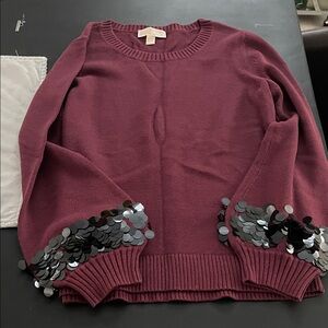 Michael Kors Maroon Sweater with Sequin Details